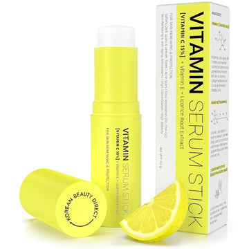 K BEAUTY Vitamin Serum Stick Balm for Face Dark Spots, Acne Scars, Anti Aging - 15% Vitamin C + Vitamin E + Licorice Extract, Korean Balm Oil Antioxidants, Skin Brightening, Lightening, Renewing, and Repair (MADE IN KOREA)