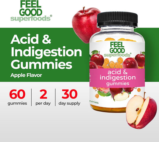 FeelGood Superfoods Acid and Indigestion Gummies, Apple Cider Vinegar