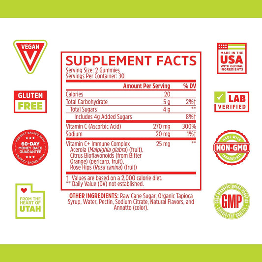 Zhou Nutrition Vitamin C+ Rapid Immunity Booster Gummies, Orange, 60 C