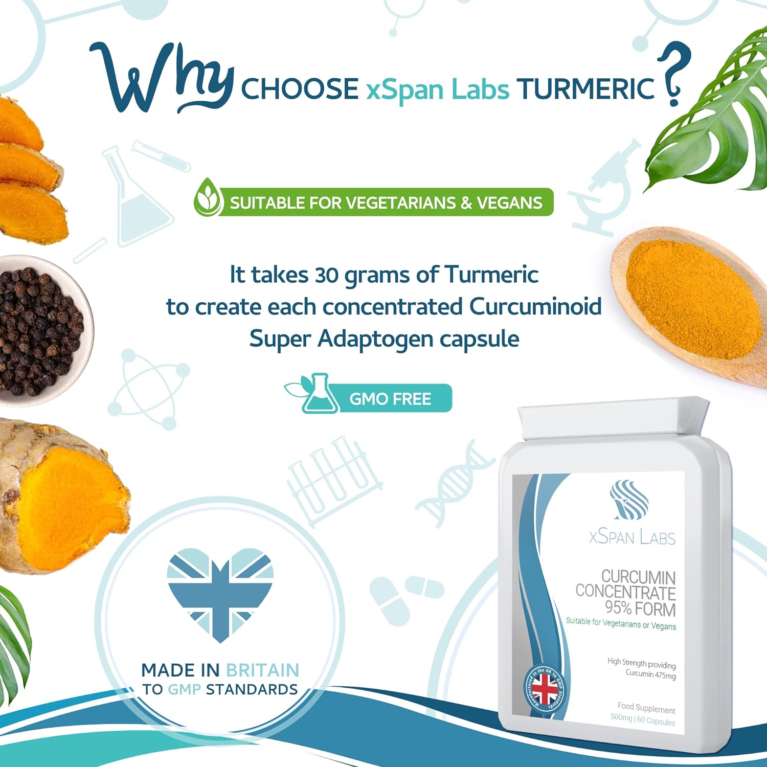 Curcumin Concentrate 95% Form with Black Pepper – 60 Capsules 500mg

