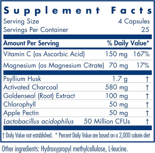 Allergy Research Group - GastroCleanse - Fiber, Charcoal, Goldenseal,