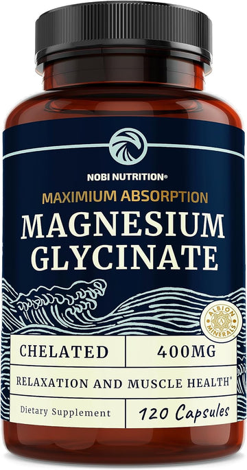 Magnesium Glycinate 400mg | Chelated Bisglycinate for Muscle Relaxation, Bones, Heart, Nerve, Sleep & Calm Support for W