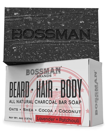 Bossman Men's Bar Soap 4 in 1 Beard Wash, Shampoo, Body Wash and Conditioner, 4