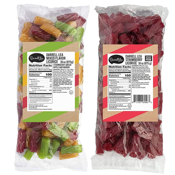 Soft Australian Strawberry Licorice and MIxed Licorice - Darrell Lea 1.925 lb Bulk Bag - NON-GMO, NO HFCS, Vegan-Friendl