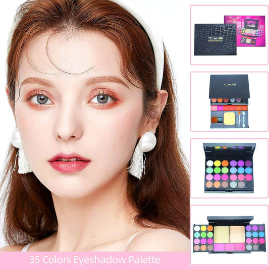 Eyeshadow Palette Makeup Palette 35 Bright Colors Matte and Shimmer Lip Gloss Blush Brushes