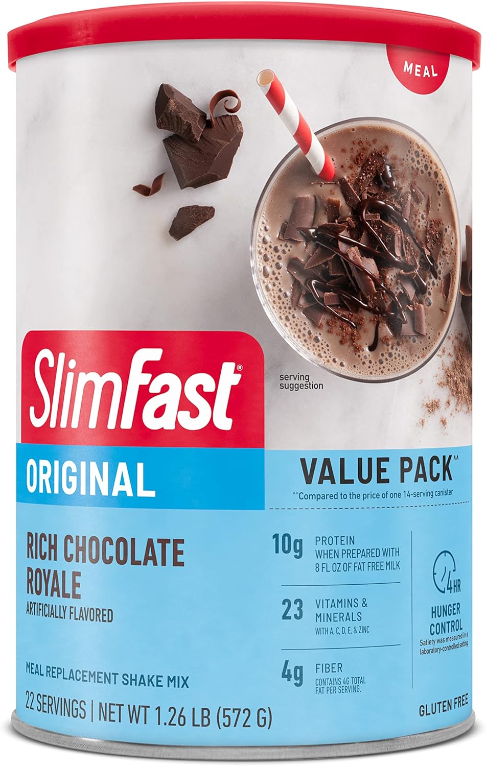 SlimFast Meal Replacement Powder, Original Rich Chocolate Royale, 10g 1.26 Pounds