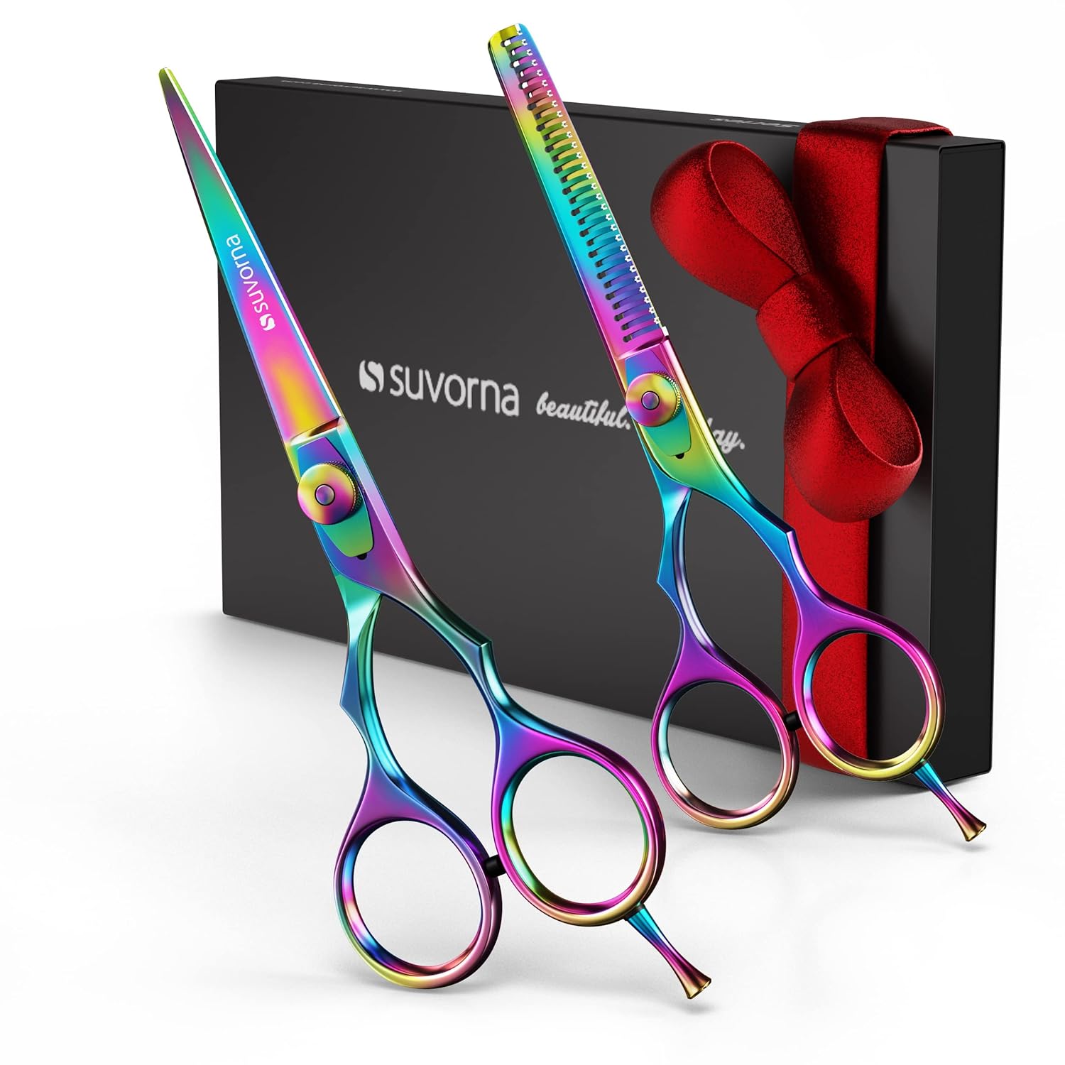 Suvorna 5.5" Hair Cutting Scissors Professional with Thinning Shears for Hair Cutting, Right Hand Professional Hair Scissors, Barber Shears Set, Hair Shears Professional, 2 piece Hair Cutting Shears