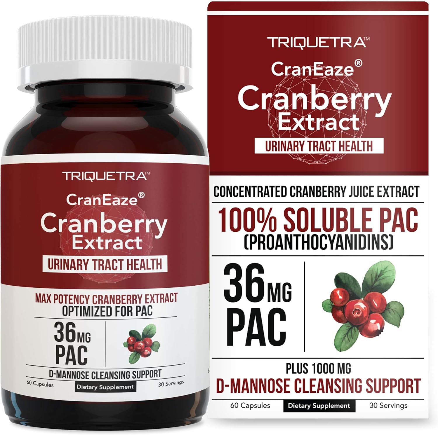 CranEaze?: Cranberry Juice Extract Plus D-Mannose ? 36 mg PAC, 100% So