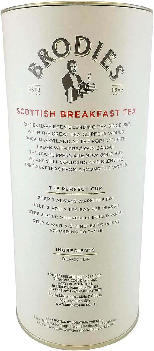 Brodies Tea, Scottish Breakfast Tea, 50-Count Bags of Black Tea Imported from Scotland