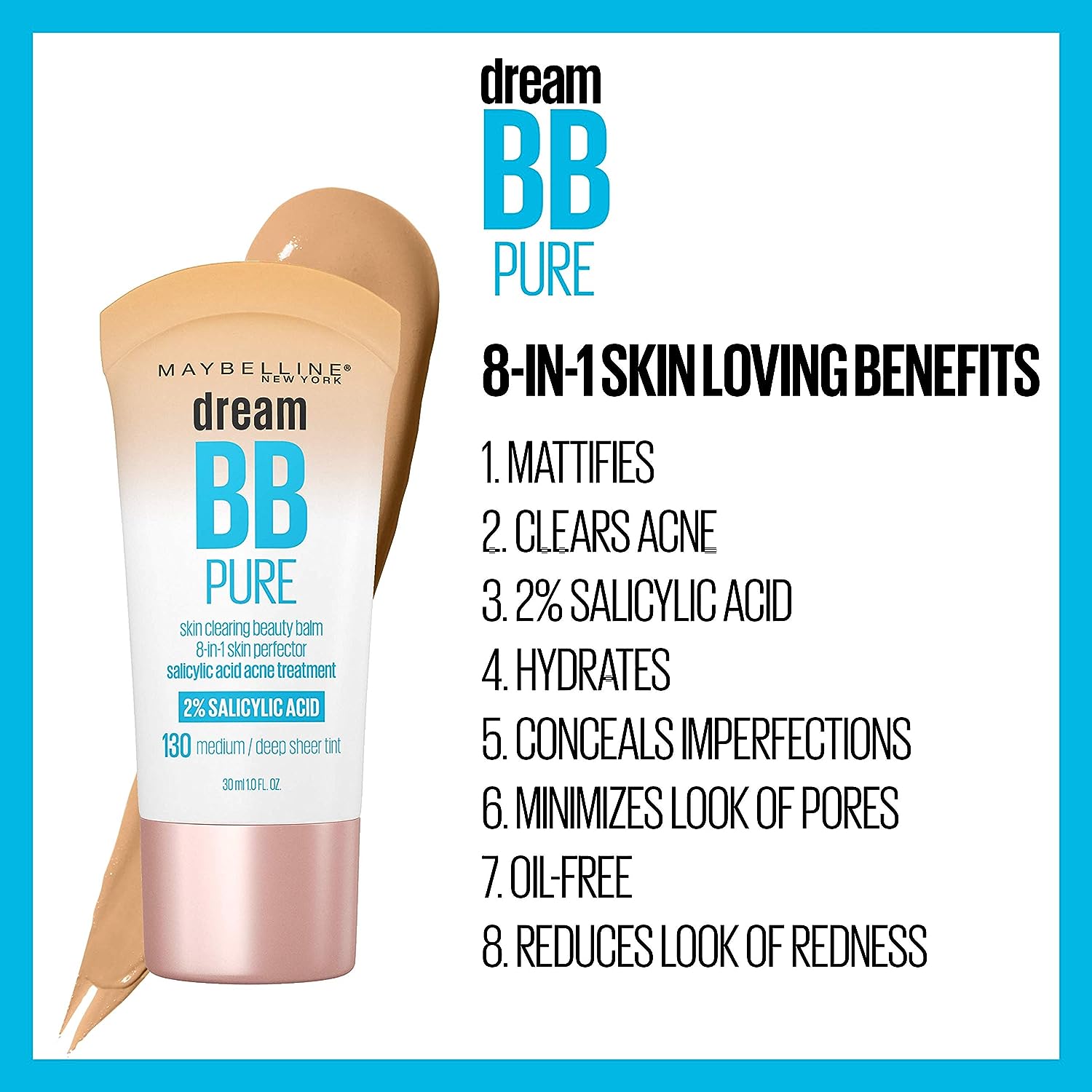 Maybelline New York Dream Pure Skin Clearing BB Cream, 8-in-
