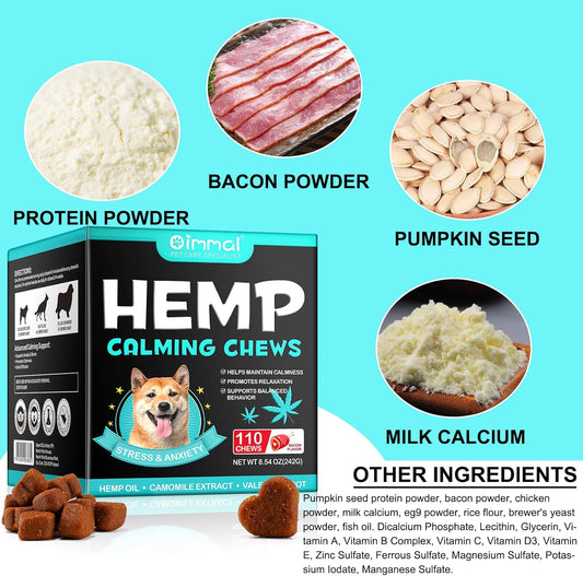 Calming Chews for Dogs, Dog Calming Chews - Anxiety Relief Treats, Aid with Separation, Barking, Stress Relief, Thunders
