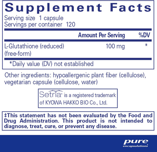 Pure Encapsulations Reduced Glutathione | Hypoallergenic Antioxidant S
