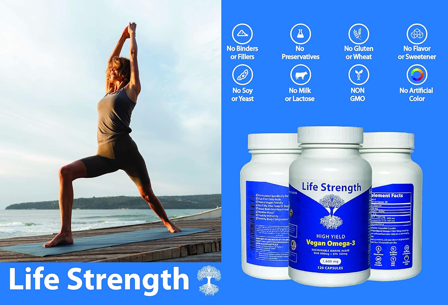  Life Strength Vegan Omega-3 Supplement - Marine Algae with 