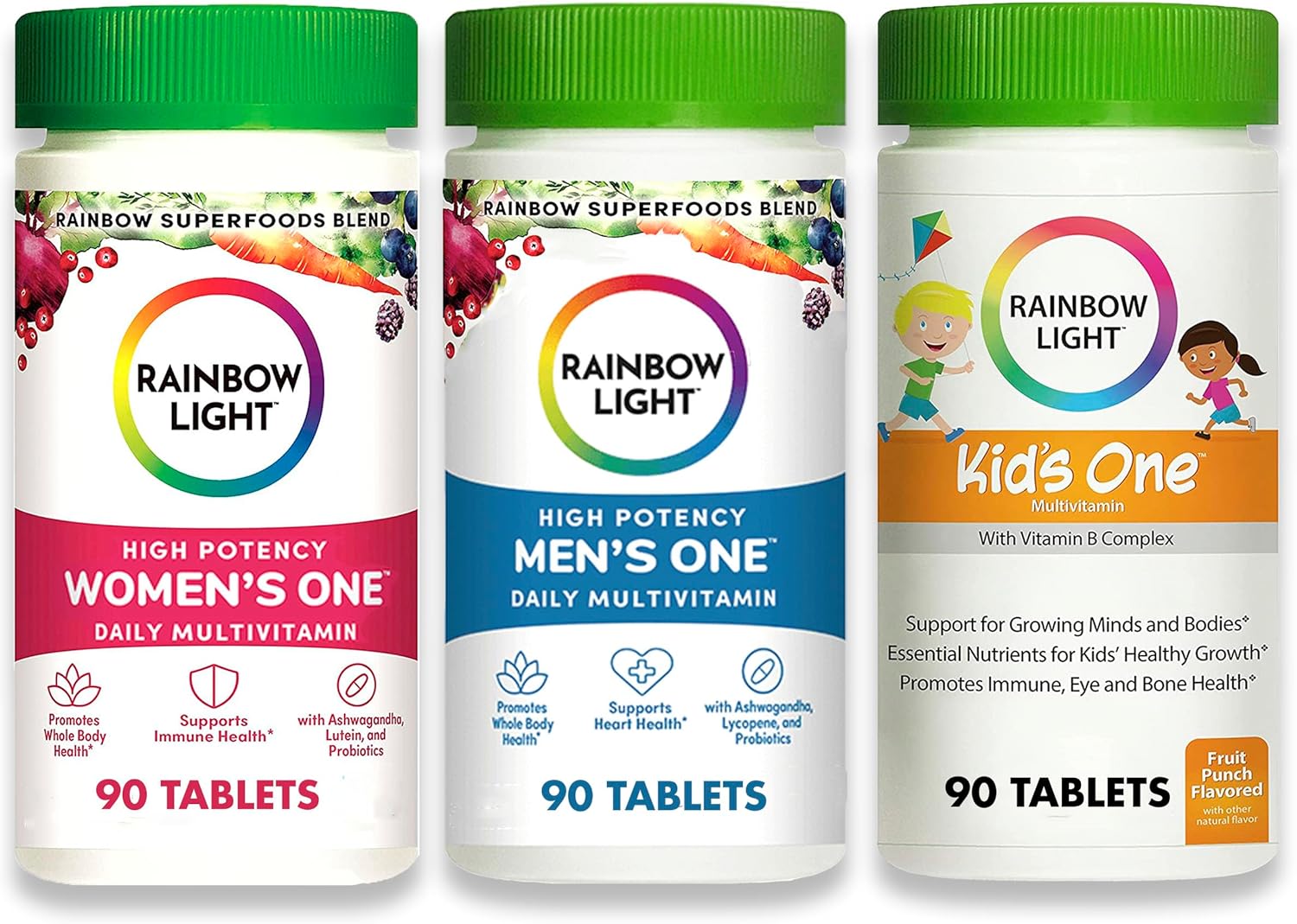 Rainbow Light Multivitamin Bundle For Families, Vitamin C, D & Zinc, P