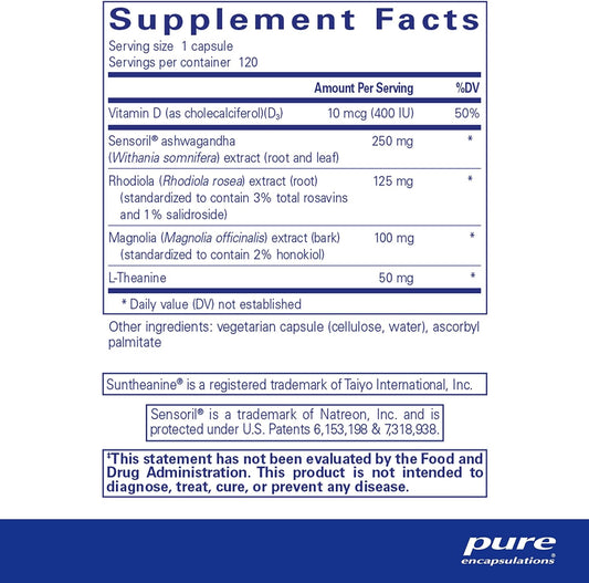 Pure Encapsulations Cortisol Calm | Supplement to Support Relaxation a3.84 Ounces