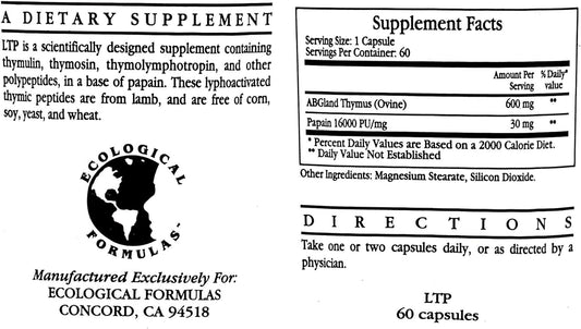 LTP(Lyphoactivated Thymic Peptides) 60 Capsules - 3 Pack - Ecological 