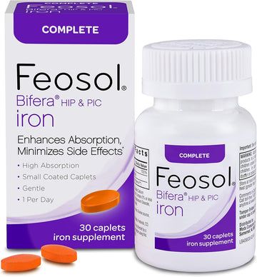 Feosol Complete Iron Supplement Caplets, Bifera Iron for High Absorpti