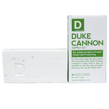Duke Cannon Men’s Big American Brick Bar Soap - Smells like Productivity, White, Cool Mint & Peppermint Oil, 10