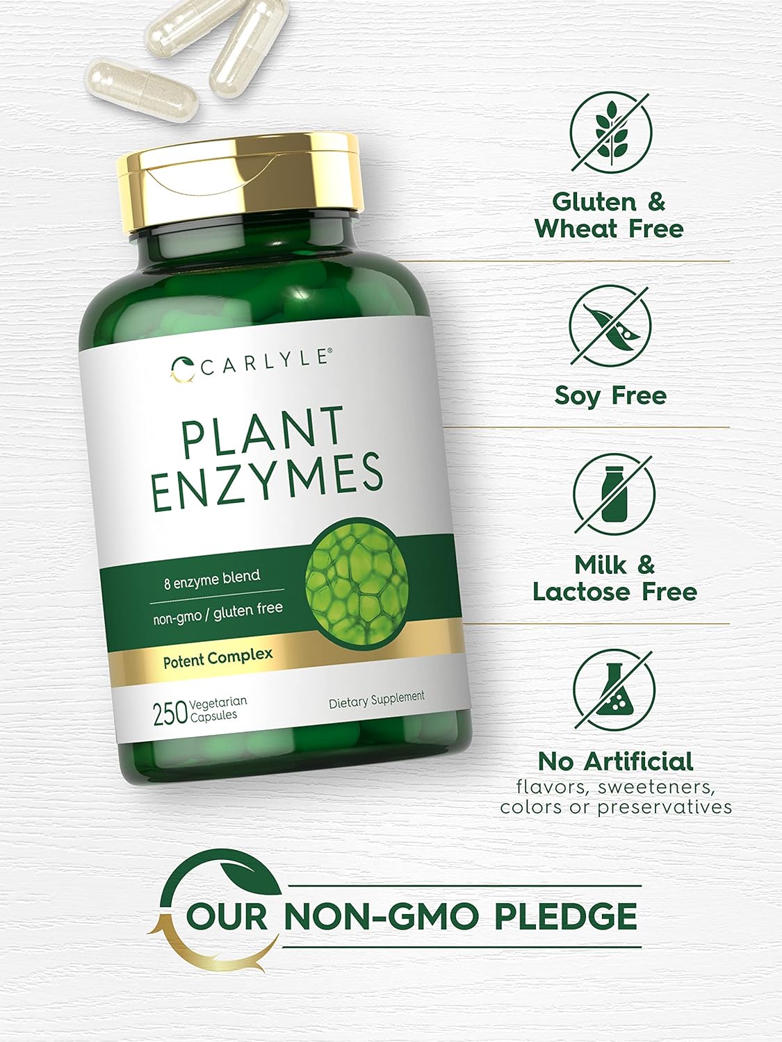 Carlyle Plant Enzymes with Protease, Papain, Lactase and Bro