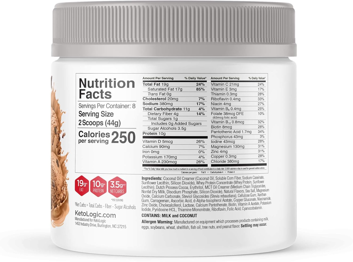  KetoLogic Keto Meal Replacement Shake with MCT, Chocolate |