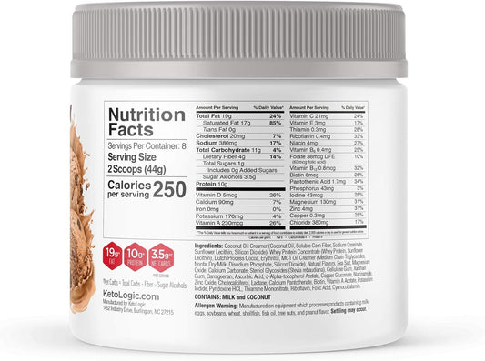  KetoLogic Keto Meal Replacement Shake with MCT, Chocolate |