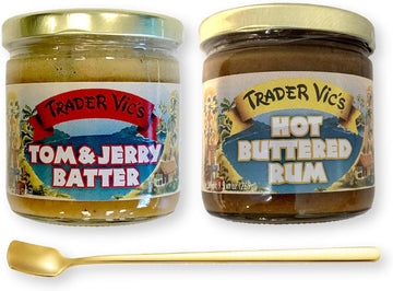 Trader Vic's Combo Pack Tom & Jerry Batter and Hot Buttered Rum Batter 2-Pack 1 Each with Gold Stainless Steel Stirring