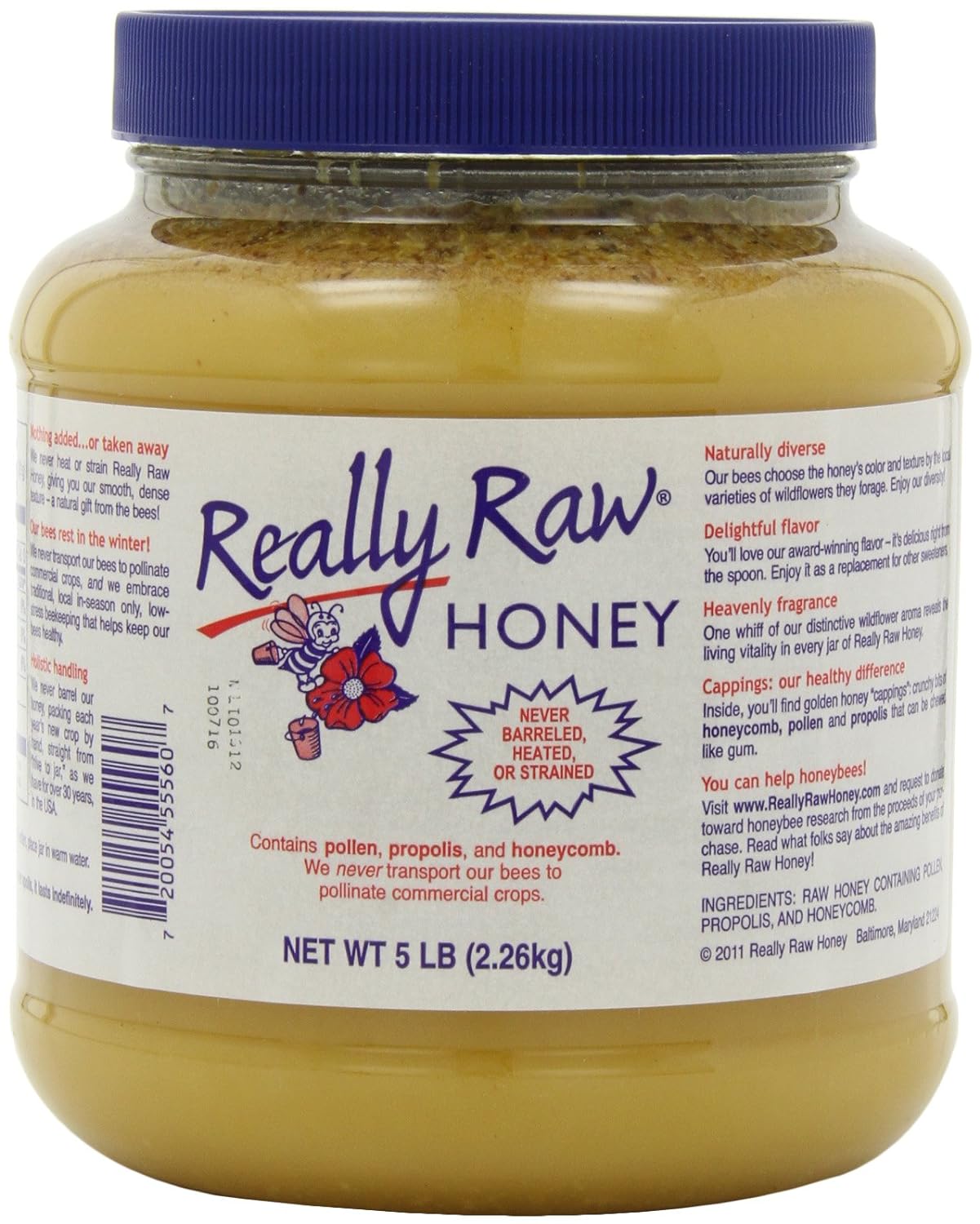 Really Raw Honey, Totally Unprocessed, 5-Pound