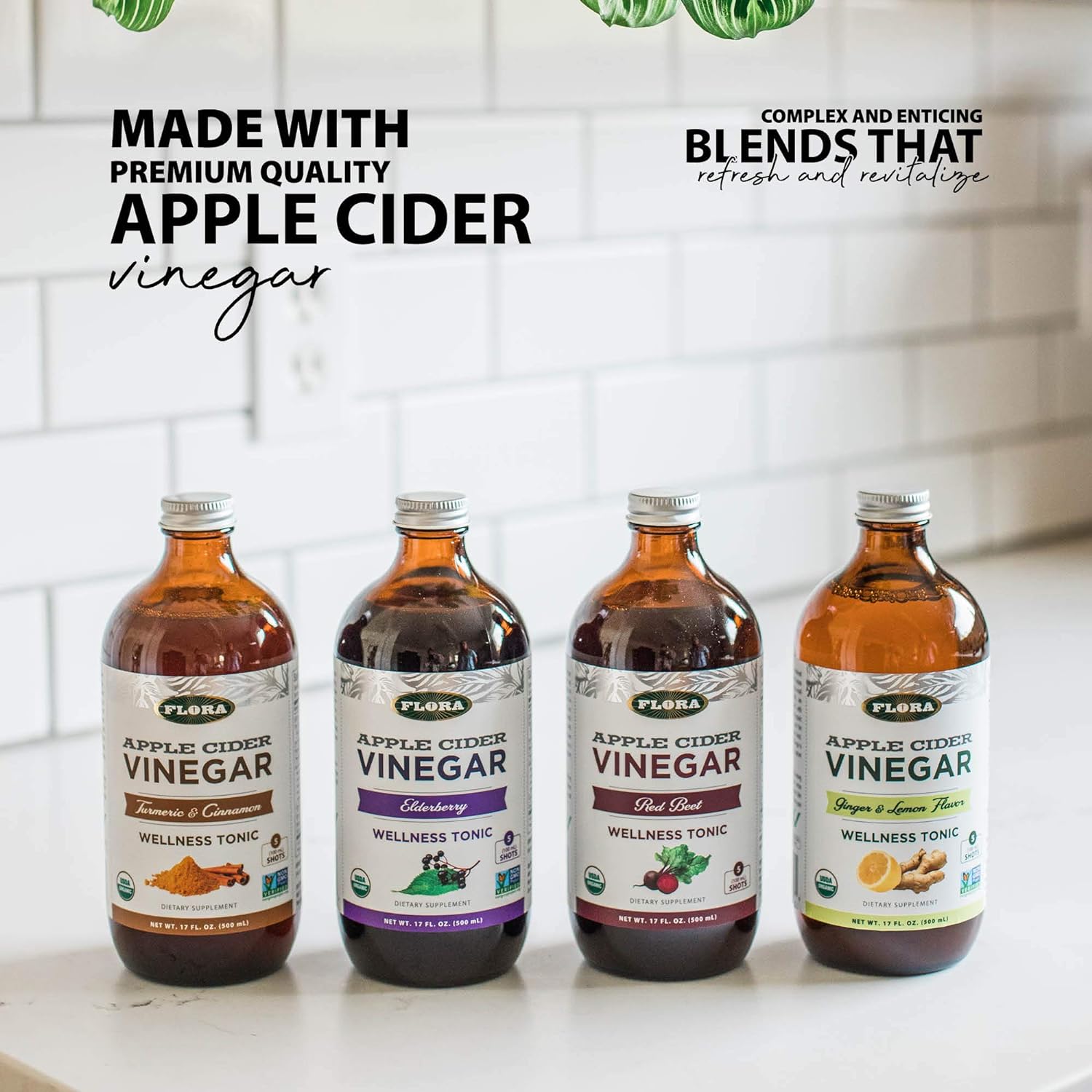 Flora - Apple Cider Vinegar - Turmeric & Cinnamon, Wellness Tonic, Non