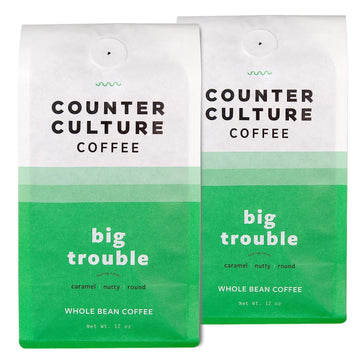 Counter Culture Coffee Big Trouble x 2 - Medium Roast, Sustainably Farmed, Kosher, Whole Bean Coffee, (2 Bags)