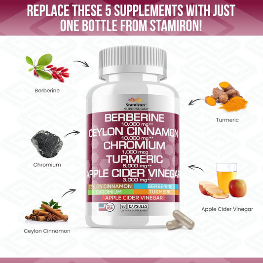 Ceylon Cinnamon Capsules 10,000mg Berberine 10,000mg Turmeric Curcumin