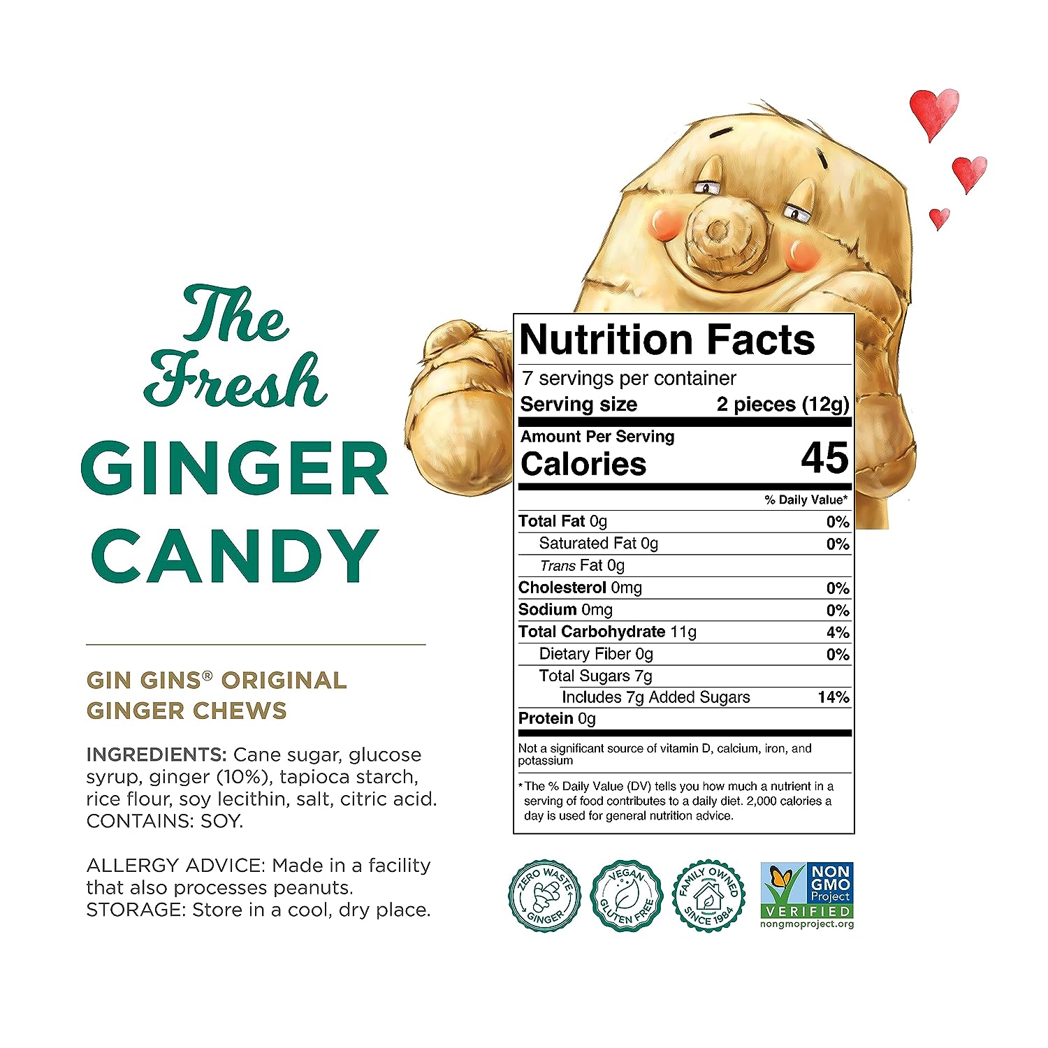 GIN GINS Original Ginger Candy by The Ginger People – Indivi