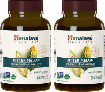 Himalaya Organic Bitter Melon/Karela, 60 Caplets for Glycemic, Pancrea