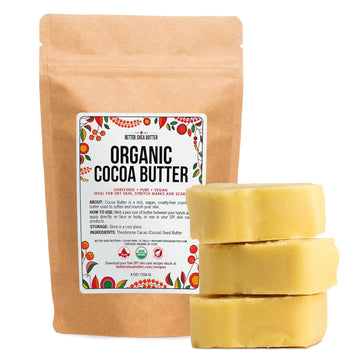 Better Shea Butter Organic Cocoa Butter Raw Unrefined - Food Grade USDA Certified - Cocoa Butter for Scars, Stretch Marks Cream - 100% Cocoa Butter Raw Organic for Skin Moisturizer, Lip Balm 8