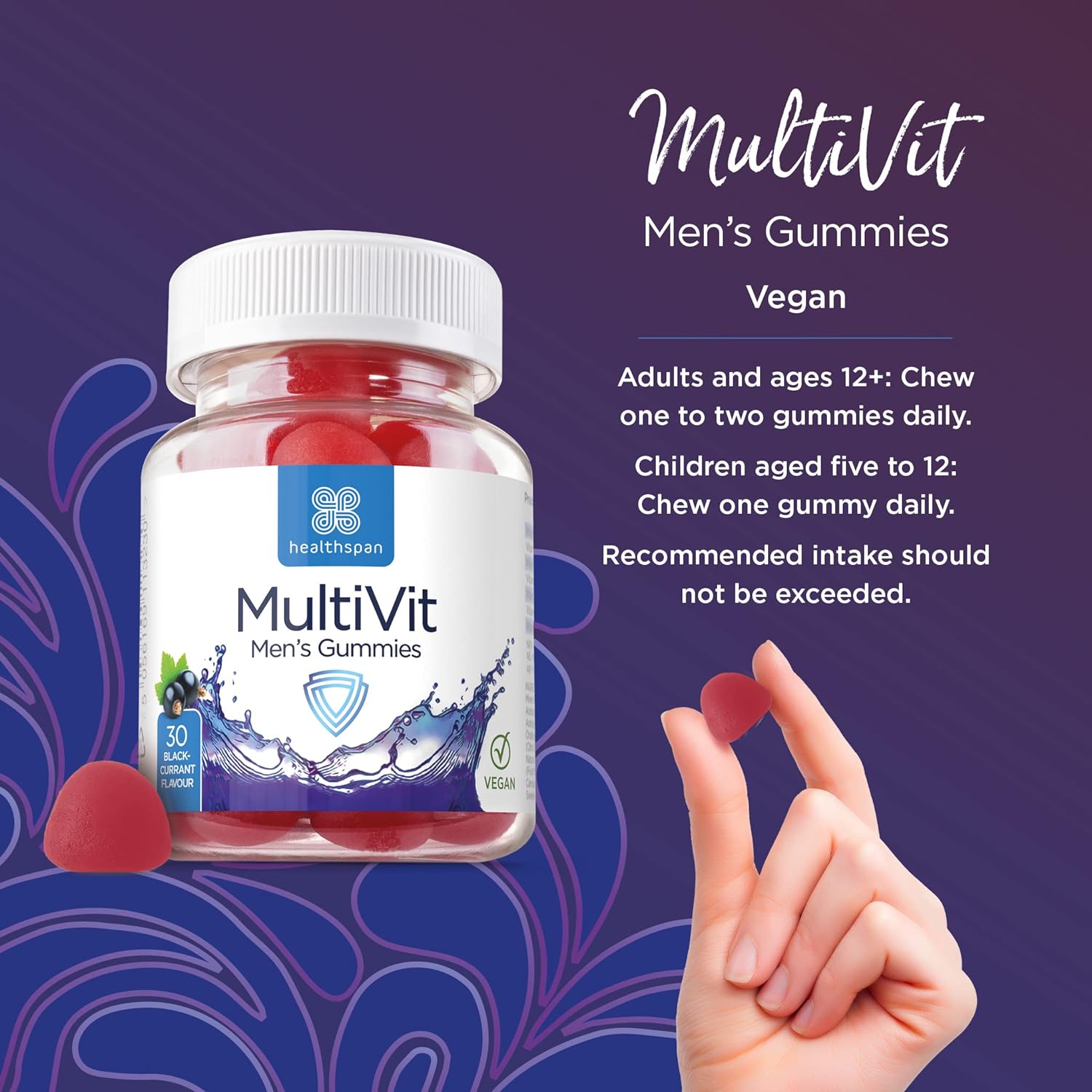 Healthspan Men's Multivitamin Gummies (30 Gummies) | Blackcurrant Flav