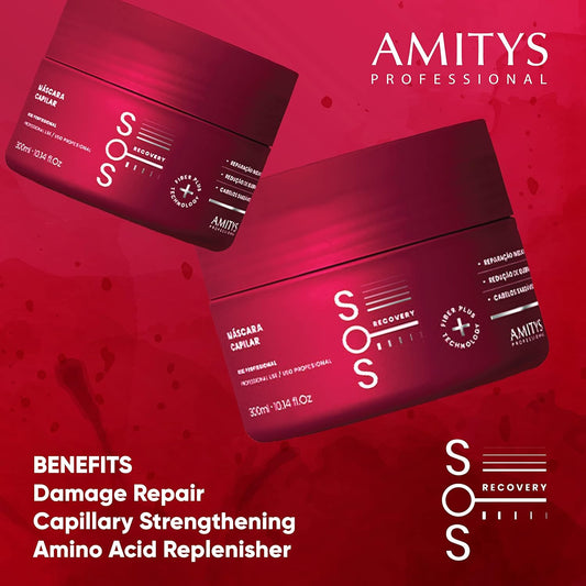 Amitys SOS Recovery Hair Mask 250g Amino Acid, Silk protein D-Panthenol, Protects Damaged Hair Fiber Repair, Capillary Strengthening