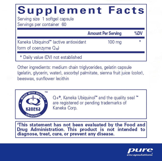 Pure Encapsulations Ubiquinol-QH 100 mg | Active Form of CoQ10 to Supp