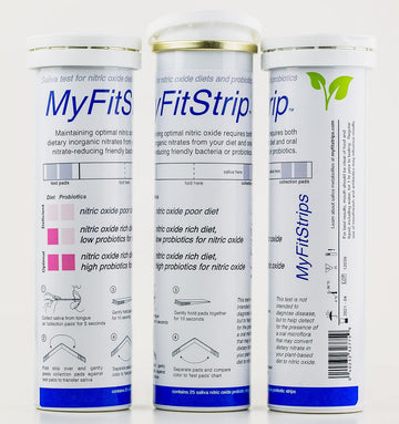 Nitric Oxide Test Strip - Track Both Prebiotic Nitrate and Biomarker for Nitric Oxide by MyFitStrip - 25 Self Care Saliv