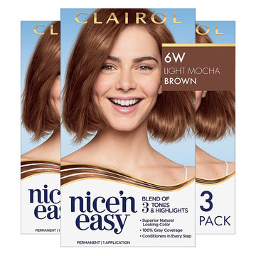 Clairol Nice'n Easy Permanent Hair Dye, 6W Light Mocha Brown Hair Color