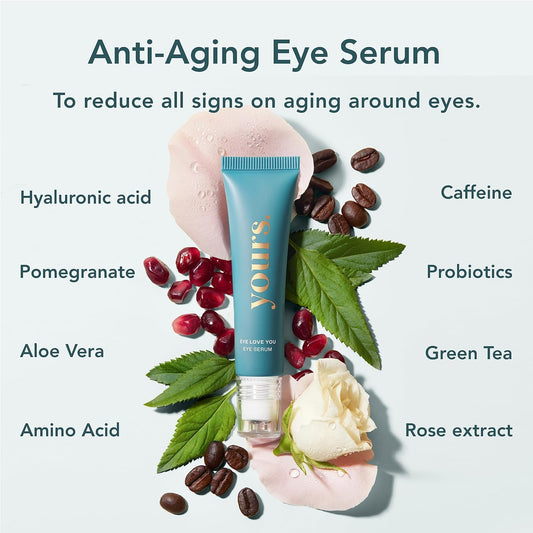 YOURS Eye Serum with Caffeine and Antioxidants | Reduces Fine Lines, Crow Feet and Puffiness, and Restores Skin Firmness – 0.5