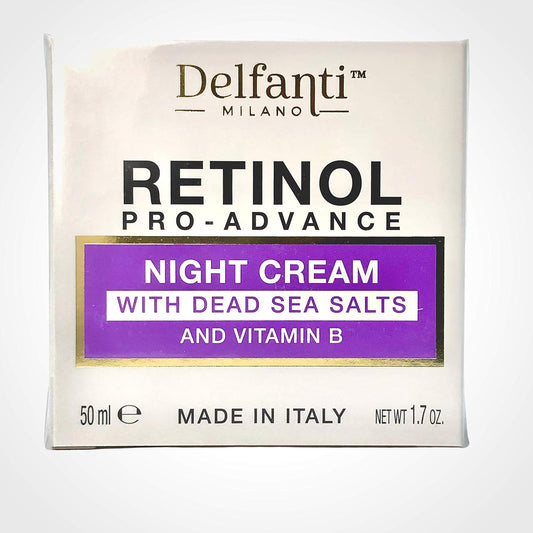 Delfanti Milano • RETINOL PRO-ADVANCE NIGHT CREAM • with dead sea minerals and vitamin B • Made in Italy