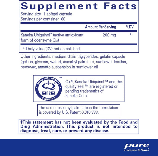 Pure Encapsulations Ubiquinol-QH 200 mg | Active Form of CoQ10 to Supp