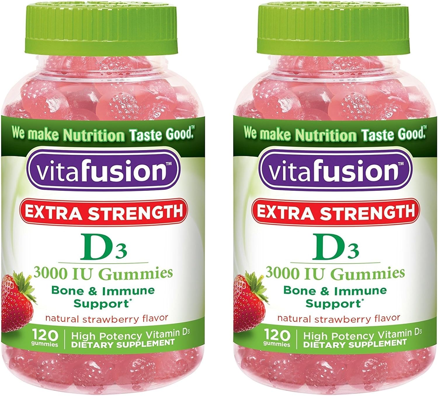 Vitafusion Extra Strength DpXYQH Vitamin D3 Gummies, 120 Count (Pack of 2)