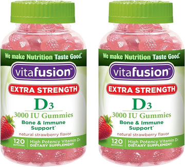 Vitafusion Extra Strength DpXYQH Vitamin D3 Gummies, 120 Count (Pack of 2)