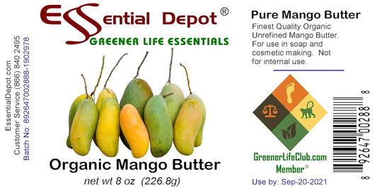 Essential Depot Mango Butter - 8  net wt - No Additives - No Scent - Organic - Used in Creams, Lotion Bars and Sticks, Lip Balms, Body Butters and many other skin care products
