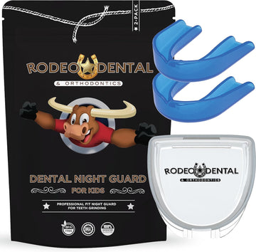 Rodeo Dental Nightguard for Teens/Adults, Professional Fit Night Guard for Teeth Grinding and Clenching, Custom Fit 2 Pack Mouth Guard (Blue)