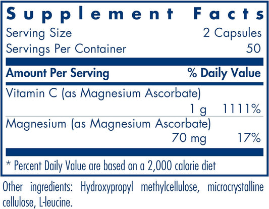 Allergy Research Group Magnesium Ascorbate - 100 Capsules