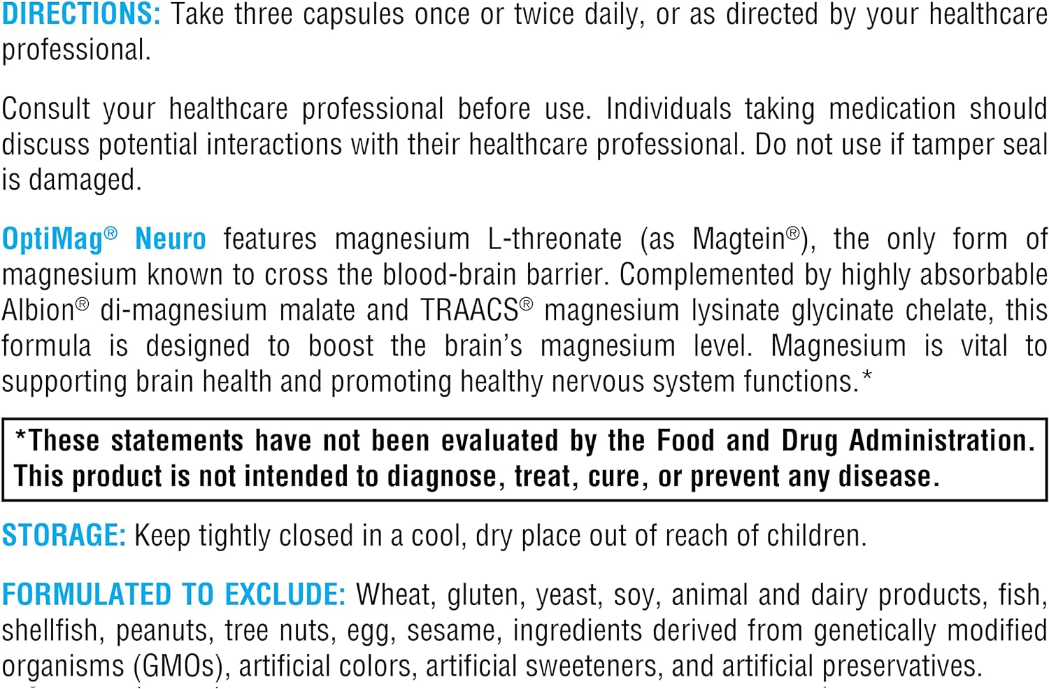 XYMOGEN OptiMag Neuro - Magnesium L-Threonate, Magnesium Malate + Magn