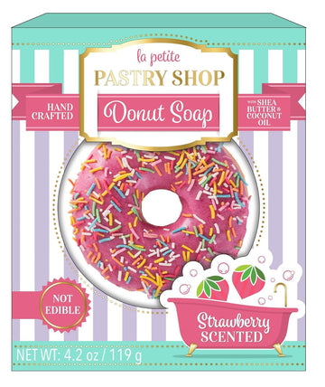 La Petite Pastry Shop Sprinkles Handmade Donut Soap with Shea Butter and Coconut Oil. 119 Grams (1 Pack, Strawberry)