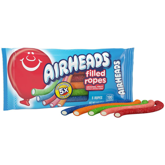Airheads Soft Filled Ropes, Soft and Chewy Candy Ropes, Original Fruit Flavors, Concessions Movie Theater Parties, 2oz P