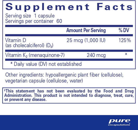 Pure Encapsulations Pureheart K2D | Hypoallergenic Supplement To Promo